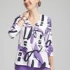 Abstract Henley Side Slit Tunic