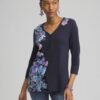 Floral Henley Side Slit Tunic