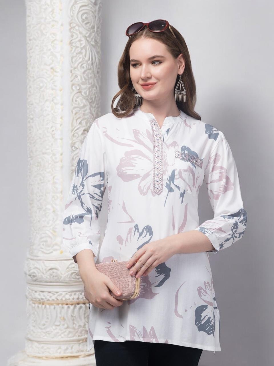 Tunic Slit Top - Coco Print