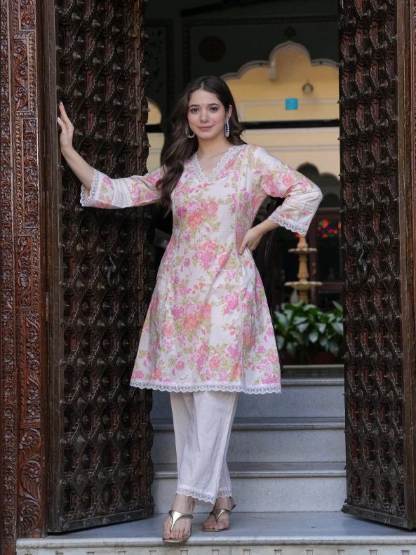 Women Floral Print A-Line Kurta Set