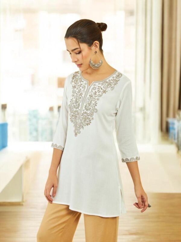 Ladies Colour Embroided Tunic Top