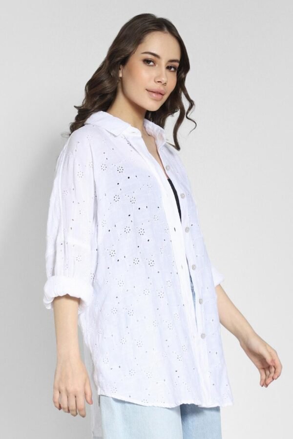 Embroidered Eyelet Oversized Shirt