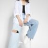 Embroidered Eyelet Oversized Shirt