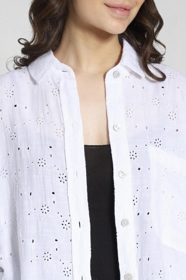Embroidered Eyelet Oversized Shirt