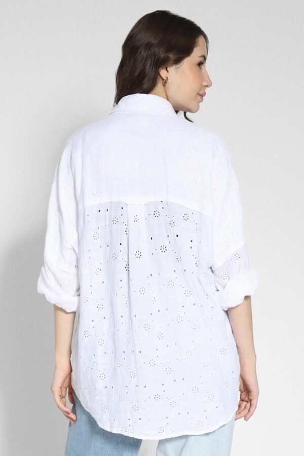 Embroidered Eyelet Oversized Shirt