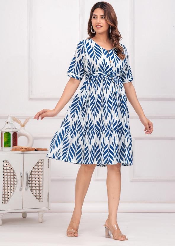Leaf Print Tiered Dress