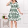 Leaf Print Tiered Dress