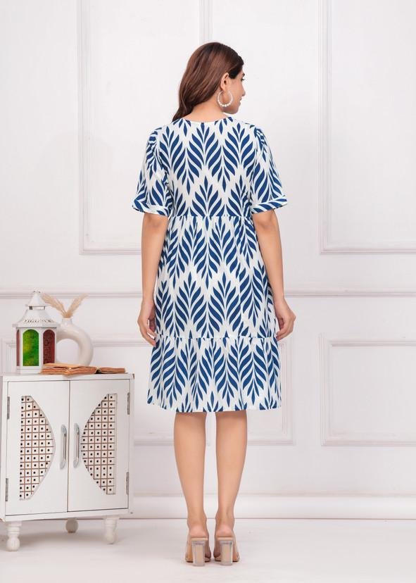 Leaf Print Tiered Dress