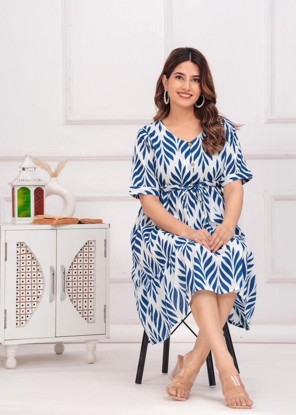 Leaf Print Tiered Dress