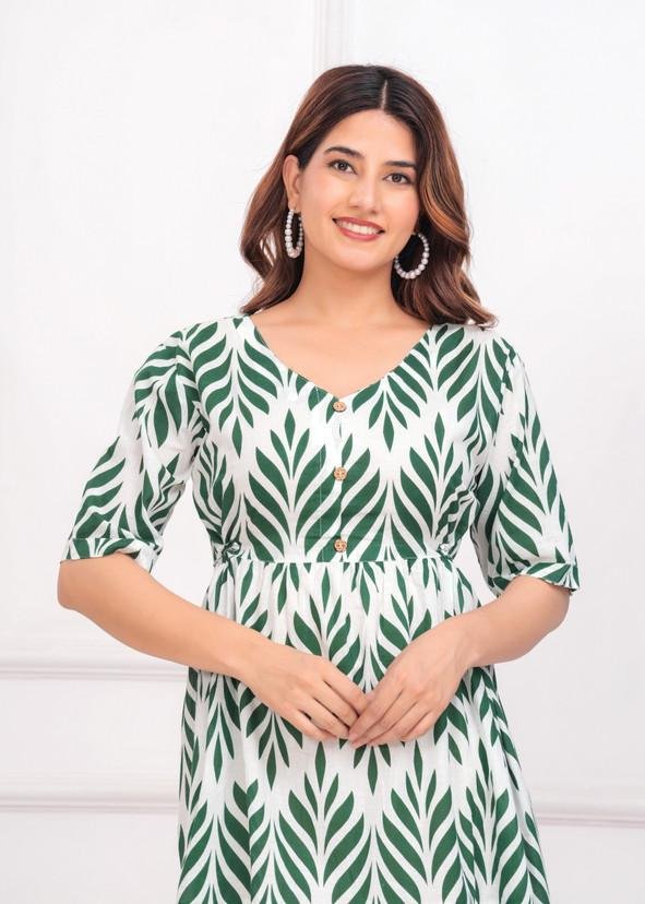 Leaf Print Tiered Dress