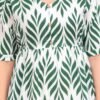 Leaf Print Tiered Dress