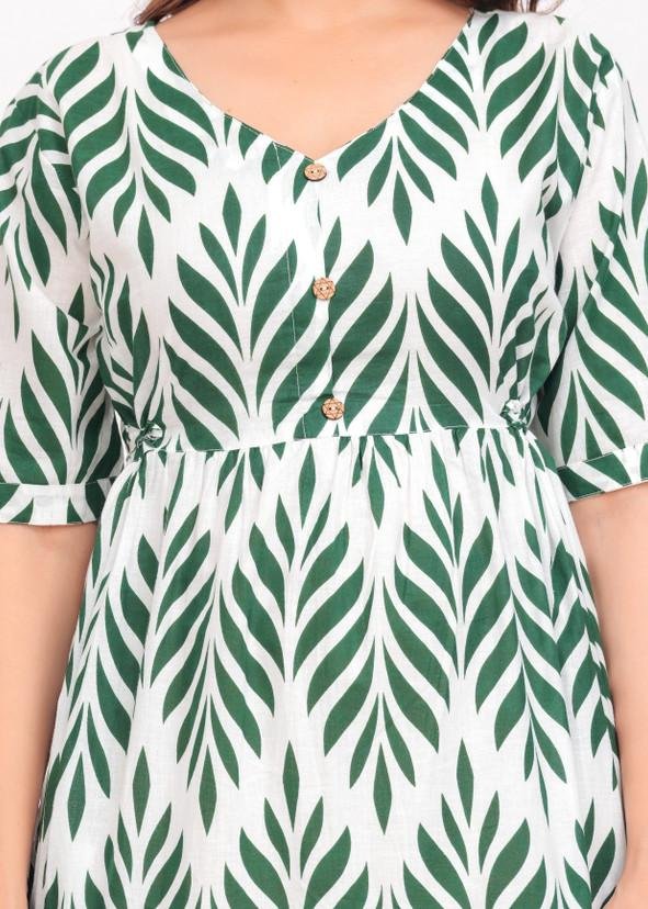 Leaf Print Tiered Dress