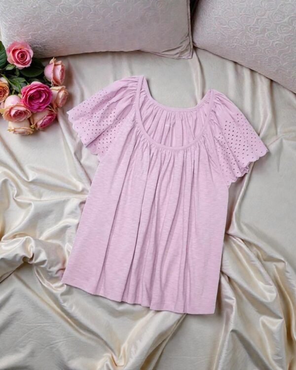 Embroidered Eyelet Details On Sleeves