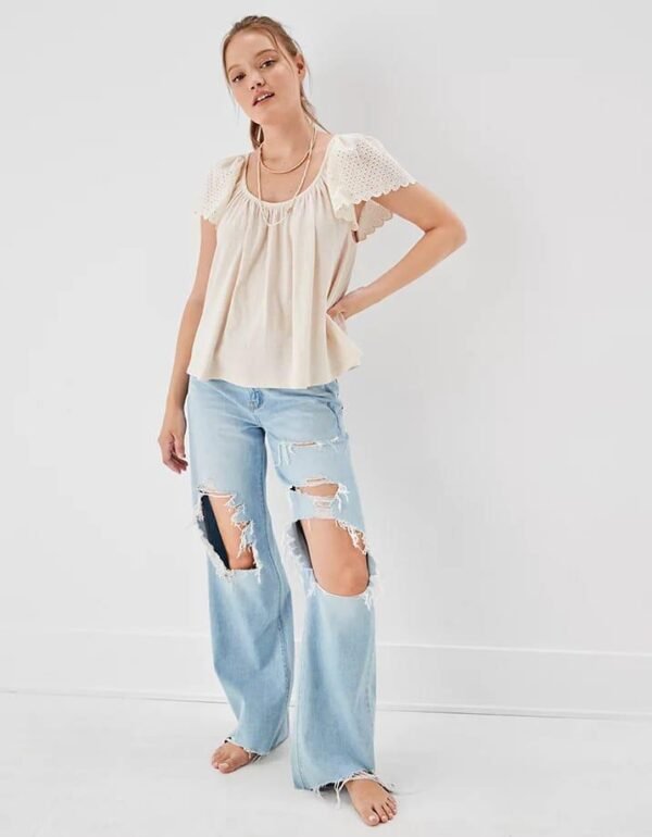 Embroidered Eyelet Details On Sleeves