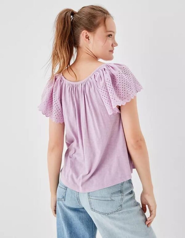 Embroidered Eyelet Details On Sleeves