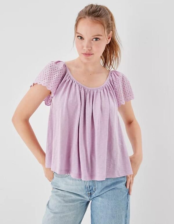 Embroidered Eyelet Details On Sleeves