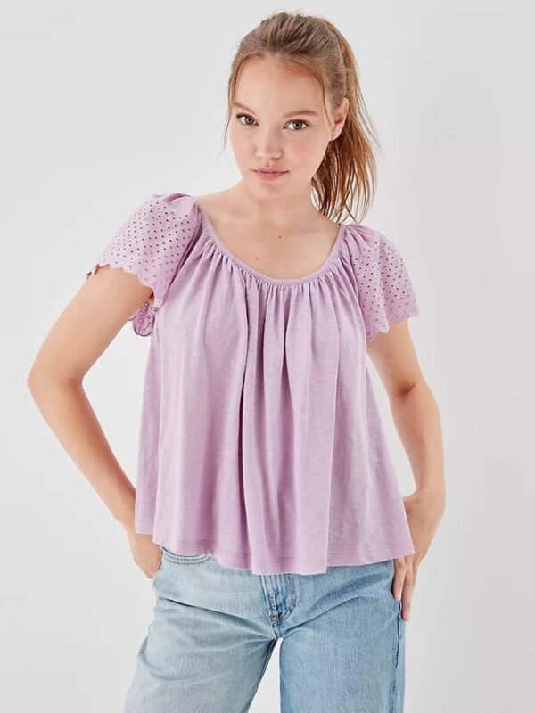 Embroidered Eyelet Details On Sleeves