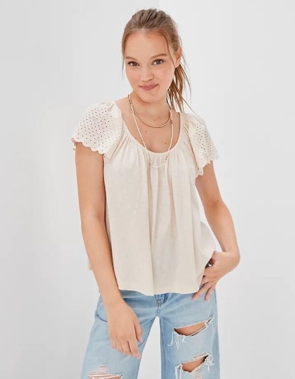 Embroidered Eyelet Details On Sleeves