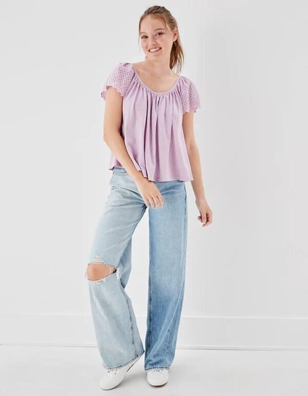 Embroidered Eyelet Details On Sleeves