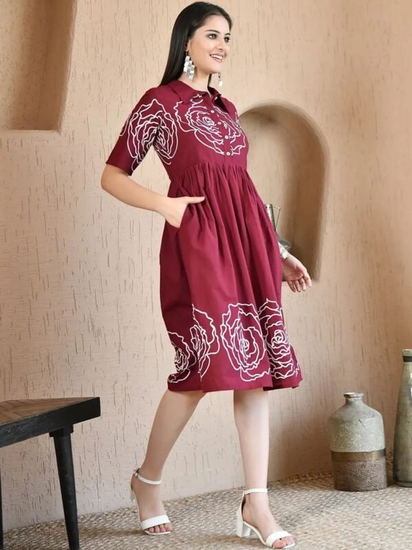 Cotton Wine Haze Pocket Dress