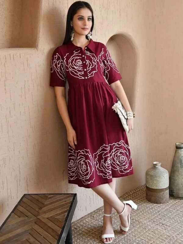 Cotton Wine Haze Pocket Dress