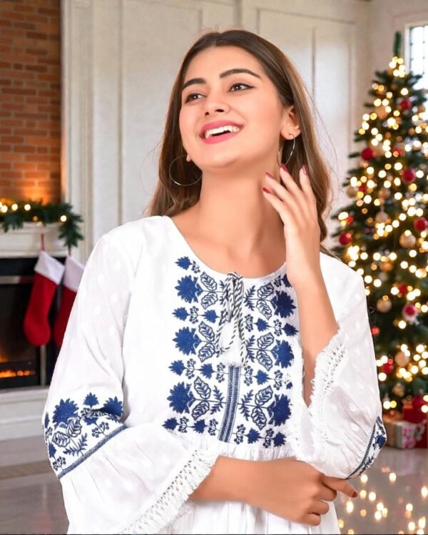 Floral Embroidered A-Line Dress