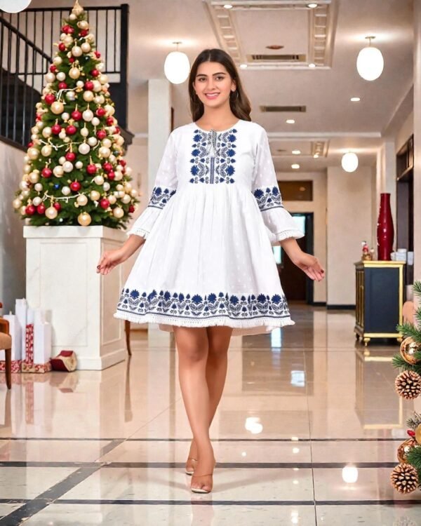 Floral Embroidered A-Line Dress