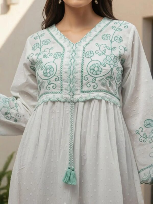 Floral Embroidered A-line Dress