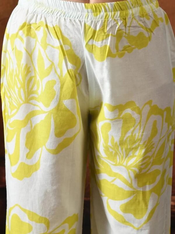 Floral Printed Thread Work Pure Cotton Straight Kurta With Palazzos & Dupatta