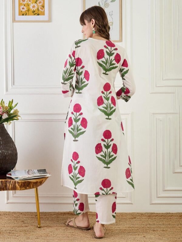 Pink Pure Cotton Co-ord Set with Hand block prints