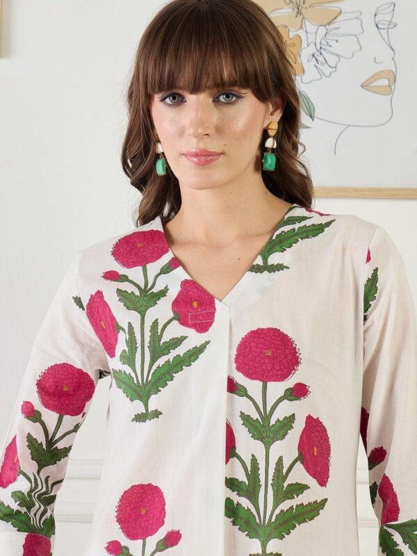 Pink Pure Cotton Co-ord Set with Hand block prints