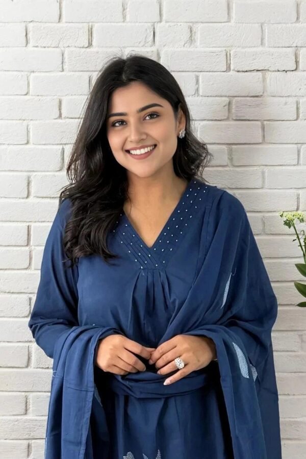 Exclusive Kurta Set with Dupatta-Embroidered Anarkali Kurta, Pant & Dupatta Set