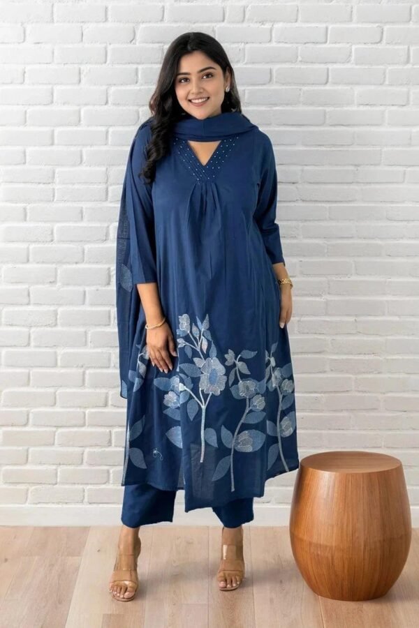 Exclusive Kurta Set with Dupatta-Embroidered Anarkali Kurta, Pant & Dupatta Set