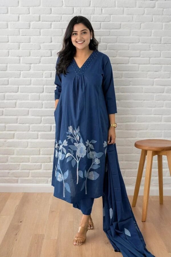 Exclusive Kurta Set with Dupatta-Embroidered Anarkali Kurta, Pant & Dupatta Set