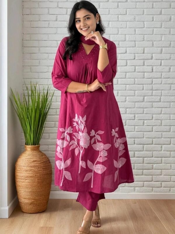 Exclusive Kurta Set with Dupatta-Embroidered Anarkali Kurta,Pant & Dupatta Set