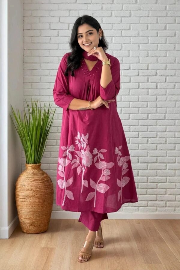 Exclusive Kurta Set with Dupatta-Embroidered Anarkali Kurta,Pant & Dupatta Set