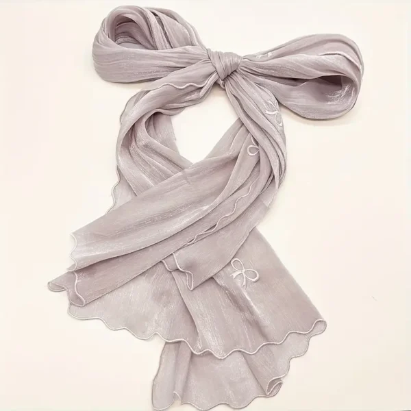 Embroidered bow shawl